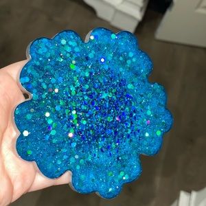 Multicolor Blue Flower Four Piece Resin Coaster Set